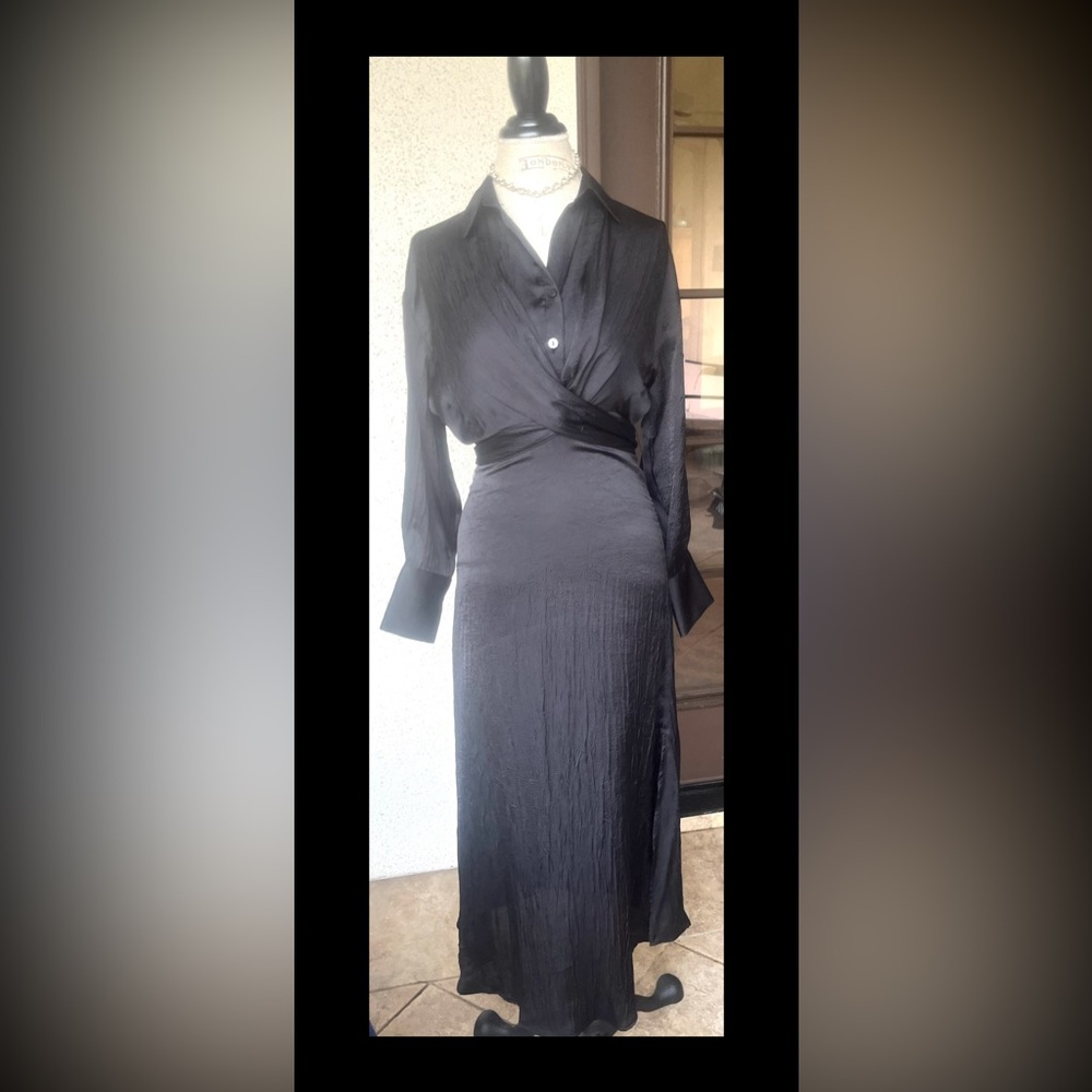 Mango black waist wraparound dress perfect for the Holidays